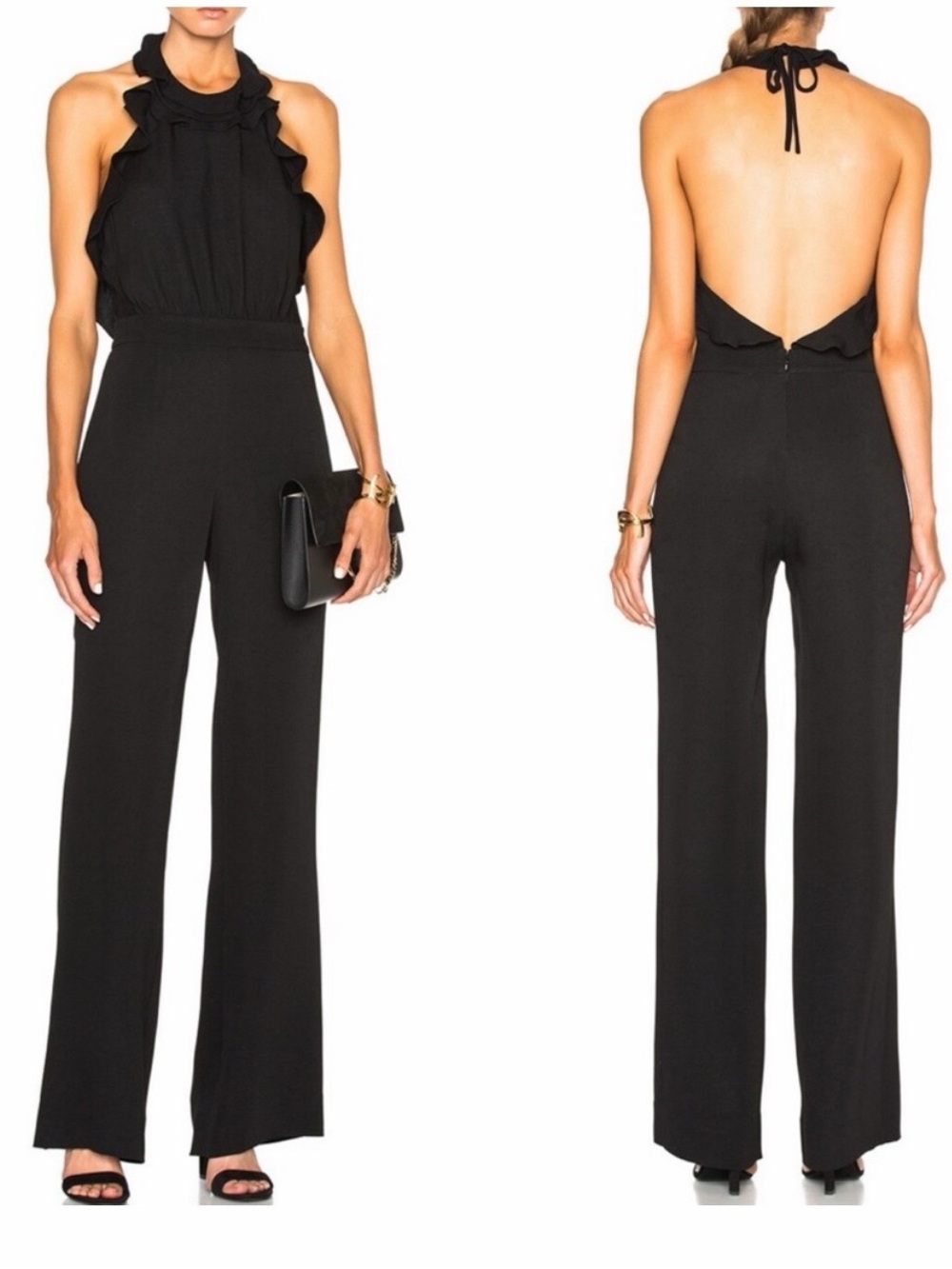 Dvf Blithe Black Silk Jumpsuit Nwt Diane Von Furstenberg Size 8 $598